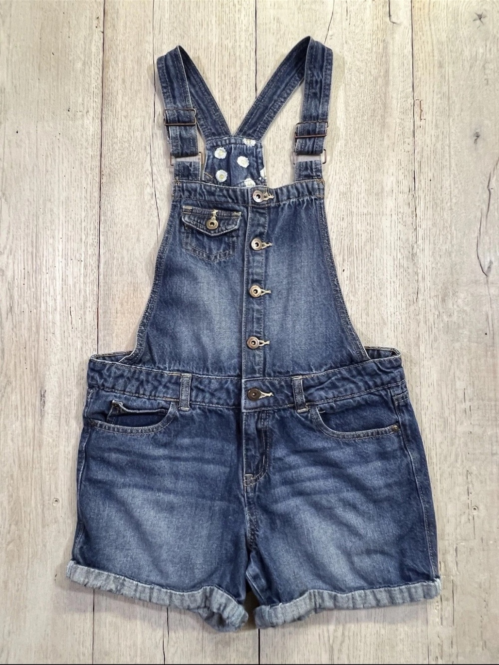 Vintage L.E.I. Denim Overalls Shorts Shortalls Size XL (Girls)